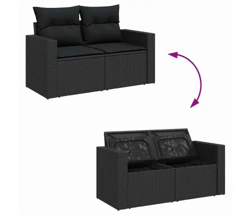Sodo Sofų Rinkinys Su Pagalve 13 Pcs Juoda 110 X 55 X 71 Cm