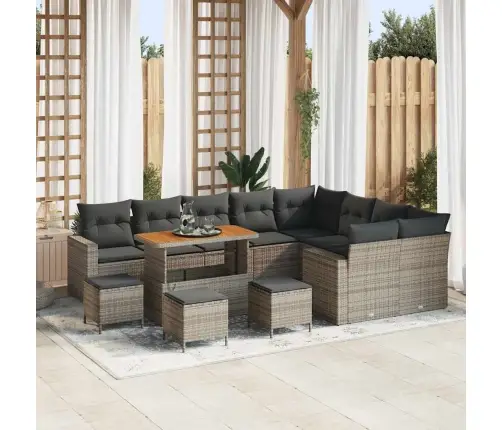 Sodo Sofų Rinkinys Su Pagalve Su Saugykla 13 Pcs Pilka