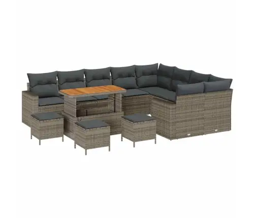 Sodo Sofų Rinkinys Su Pagalve Su Saugykla 13 Pcs Pilka