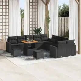 Dārza Dīvānu Komplekts Ar Spilvenu 13 Pcs Melna 80 X 80 X 71 Cm Vidaxl