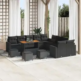 Dārza Dīvānu Komplekts 14 Pcs Melna 110 X 55 X 71 Cm Vidaxl