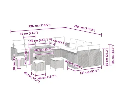 Aia Diivanikomplekt Padjaga 18 Pcs Beez Ja Koor Polürotang