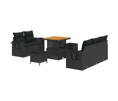 8 Daļu Dārza Dīvānu Komplekts Ar Spilveniem Melnā Poli Rotangpalmas Vidaxl