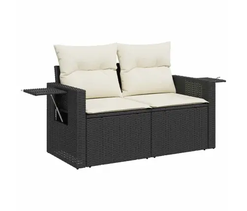 Sodo Sofų Rinkinys Su Pagalve 8 Pcs Juoda Ir Kreminė