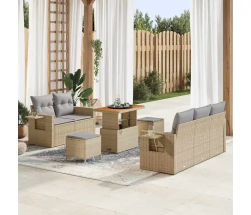 Sodo Sofų Rinkinys 8 Pcs Smėlio Ir Šviesiai Pilkos Spalvos Sodo Sofų Rinkinys 8 Pcs Smėlio Ir Šviesiai Pilkos Spalvos