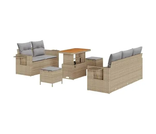 Sodo Sofų Rinkinys 8 Pcs Smėlio Ir Šviesiai Pilkos Spalvos Sodo Sofų Rinkinys 8 Pcs Smėlio Ir Šviesiai Pilkos Spalvos