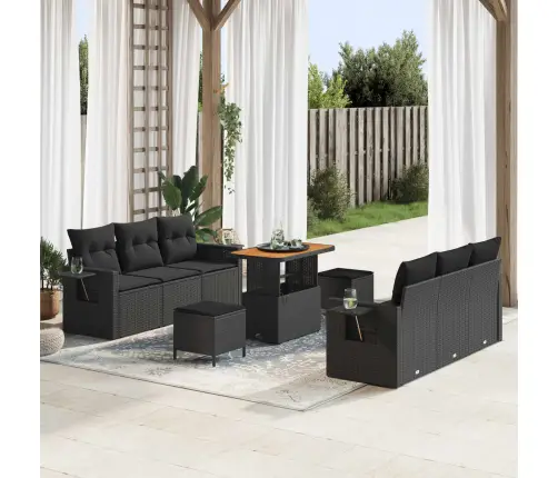 Aia Diivanikomplekt Padjaga Ladustamisega 9 Pcs Must