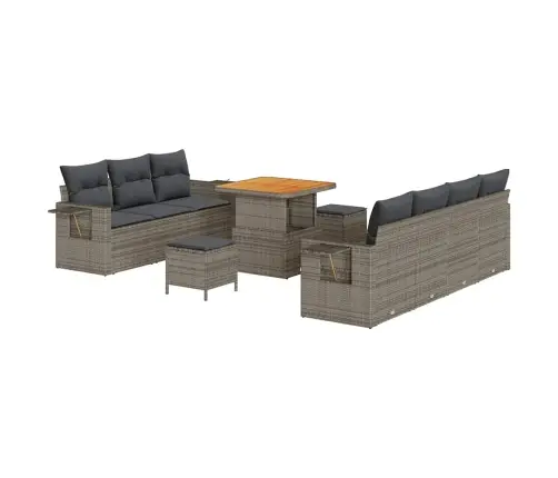 Dārza Dīvānu Komplekts Ar Spilvenu Ar Uzglabāšanu 10 Pcs Pelēka Vidaxl