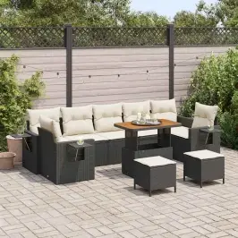 Sodo Sofų Rinkinys 10 Pcs Juoda Ir Kreminė 90 X 55 X 71 Cm
