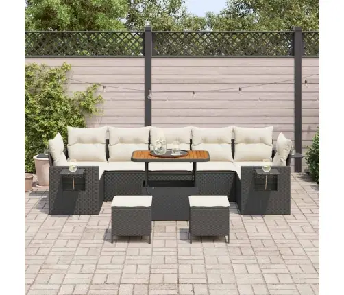 Sodo Sofų Rinkinys 10 Pcs Juoda Ir Kreminė 90 X 55 X 71 Cm