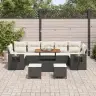 Sodo Sofų Rinkinys 10 Pcs Juoda Ir Kreminė 90 X 55 X 71 Cm