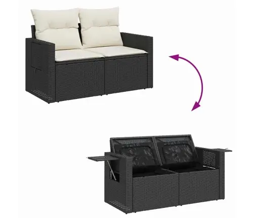 Sodo Sofų Rinkinys 10 Pcs Juoda Ir Kreminė 90 X 55 X 71 Cm