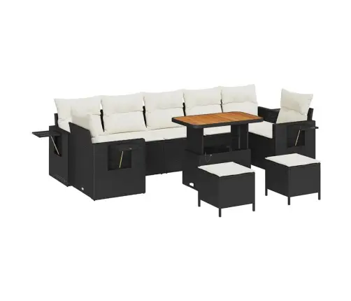 Sodo Sofų Rinkinys 10 Pcs Juoda Ir Kreminė 90 X 55 X 71 Cm