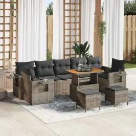 Dārza Dīvānu Komplekts 10 Pcs Pelēka 90 X 55 X 71 Cm Vidaxl