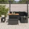 Sodo Sofų Rinkinys Su Pagalve 9 Pcs Juoda Poliratanas