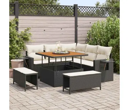 Aia Diivanikomplekt Padjaga 9 Pcs Must Ja Kreem Polürotang