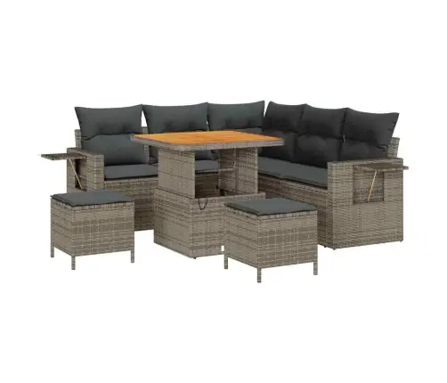 Dārza Dīvānu Komplekts Ar Spilvenu 9 Pcs Pelēka Poliratāns Vidaxl