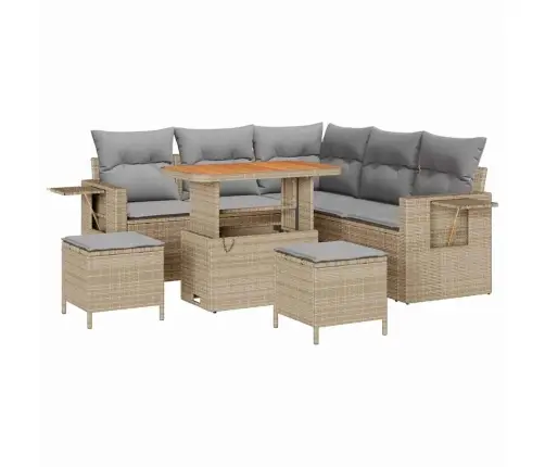 Dārza Dīvānu Komplekts 9 Pcs Bēša Un Gaiši Pelēka Poliratāns Vidaxl