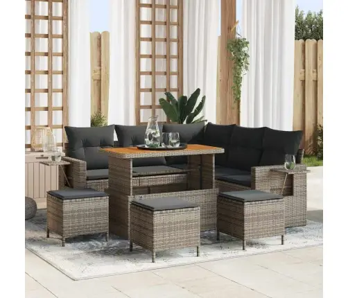 Dārza Dīvānu Komplekts 9 Pcs Pelēka 110 X 55 X 71 Cm Vidaxl