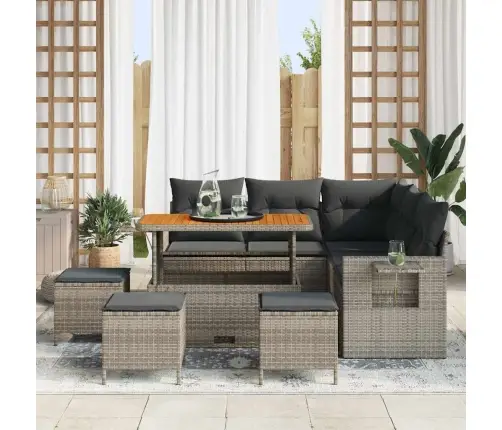 Dārza Dīvānu Komplekts 9 Pcs Pelēka 110 X 55 X 71 Cm Vidaxl