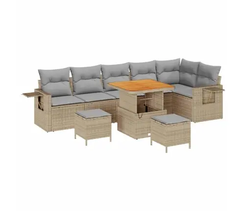 Dārza Dīvānu Komplekts 11 Pcs Bēša Un Gaiši Pelēka Poliratāns Vidaxl