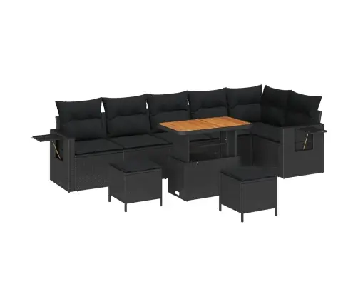 Dārza Dīvānu Komplekts Ar Spilvenu 11 Pcs Melna Poliratāns Vidaxl