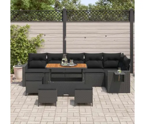 Dārza Dīvānu Komplekts Ar Spilvenu 12 Pcs Melna Poliratāns Vidaxl