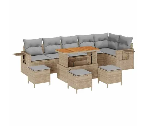 Dārza Dīvānu Komplekts 10 Pcs Bēša Poliūtu Rotangpalma Vidaxl