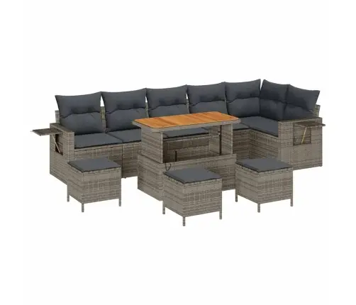 Dārza Dīvānu Komplekts 10 Pcs Pelēka Poliūtu Rotangpalma Vidaxl