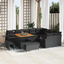Dārza Dīvānu Komplekts 12 Pcs Melna 100 X 100 X 71 Cm Vidaxl