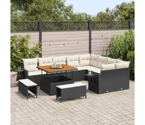 Sodo Sofų Rinkinys 12 Pcs Juoda Ir Kreminė 100 X 100 X 71 Cm