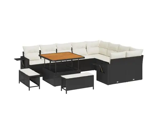 Sodo Sofų Rinkinys 12 Pcs Juoda Ir Kreminė 100 X 100 X 71 Cm