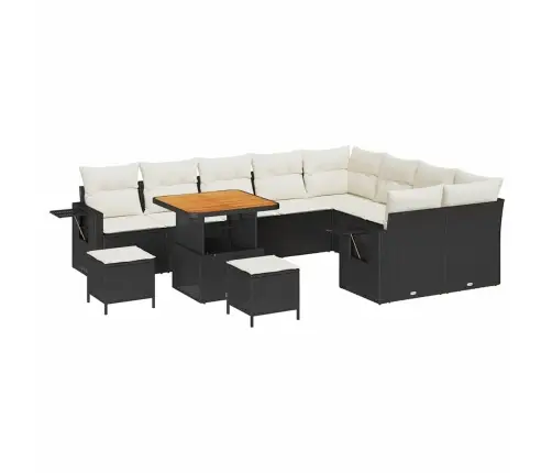 Sodo Sofų Rinkinys 12 Pcs Juoda Ir Kreminė 80 X 80 X 71 Cm Sodo Sofų Rinkinys 12 Pcs Juoda Ir Kreminė 80 X 80 X 71 Cm