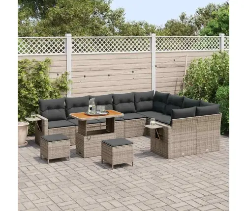 Sodo Sofų Rinkinys Su Pagalve Su Saugykla 12 Pcs Pilka