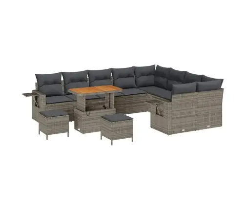 Sodo Sofų Rinkinys Su Pagalve Su Saugykla 12 Pcs Pilka