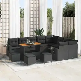 Dārza Dīvānu Komplekts 13 Pcs Melna 110 X 55 X 71 Cm Vidaxl