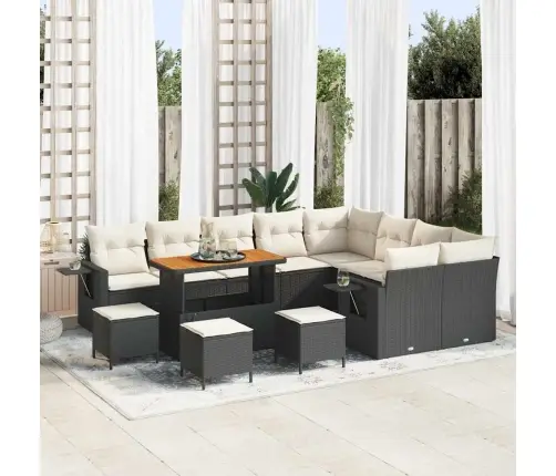 Sodo Sofų Rinkinys 13 Pcs Juoda Ir Kreminė 110 X 55 X 71 Cm Sodo Sofų Rinkinys 13 Pcs Juoda Ir Kreminė 110 X 55 X 71 Cm