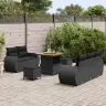 Sodo Sofų Rinkinys Su Pagalve 8 Pcs Juoda 80 X 80 X 71 Cm