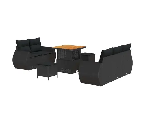 Sodo Sofų Rinkinys Su Pagalve 8 Pcs Juoda 80 X 80 X 71 Cm