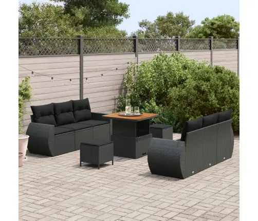 Aia Diivanikomplekt Padjaga Ladustamisega 9 Pcs Must Polürotang