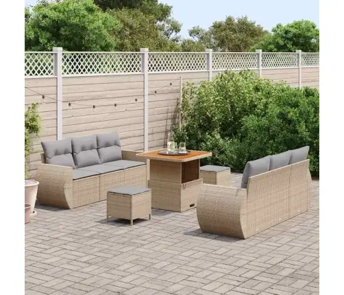 Aia Diivanikomplekt Padjaga 9 Pcs Beež Ja Heledhall Polürotang