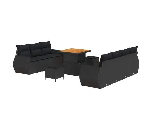 10 Gabalu Dārza Dīvānu Komplekts Ar Spilveniem Melnā Poli Rotangpalmas Akācijā Vidaxl