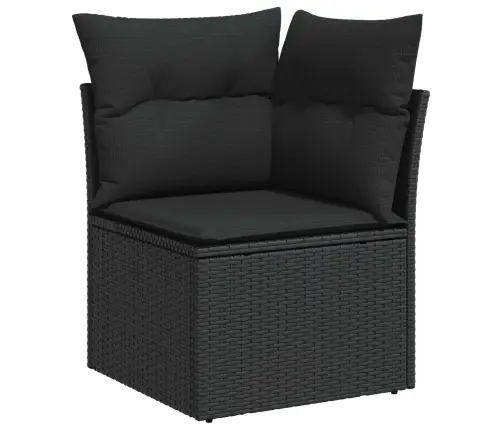 Sodo Sofų Rinkinys Su Saugykla 11 Pcs Juoda Poli Ratanas