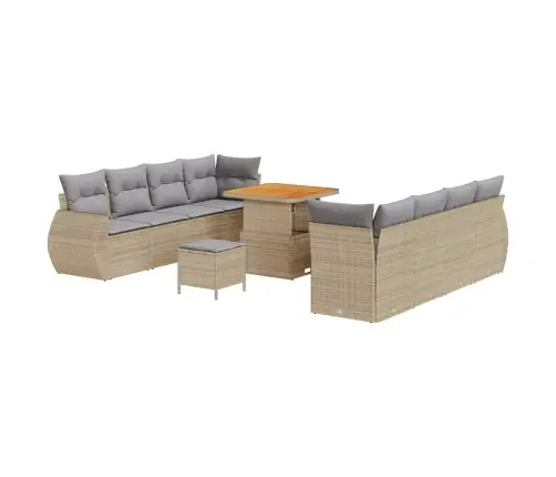 Sodo Sofų Rinkinys Su Saugykla 11 Pcs Smėlio Poli Ratanas
