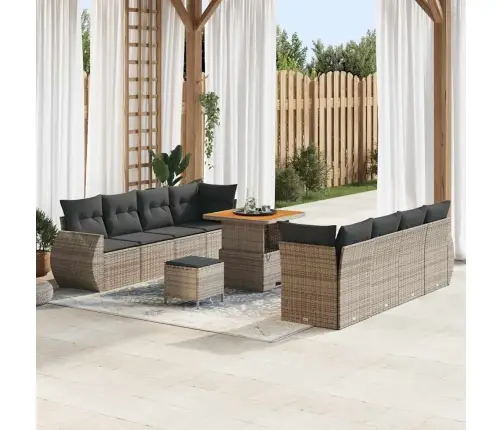 Dārza Dīvānu Komplekts 11 Pcs Pelēka Poliūtu Rotangpalma Vidaxl