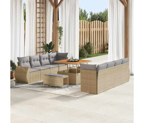 Aia Diivanikomplekt Ladustamisega 11 Pcs Beež Polürooster