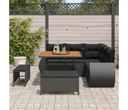 Dārza Dīvānu Komplekts Ar Spilvenu 8 Pcs Melna Poliratāns Vidaxl