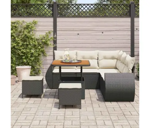 8 Daļu Dārza Dīvānu Komplekts Ar Spilveniem Melnā Polirattanā Vidaxl