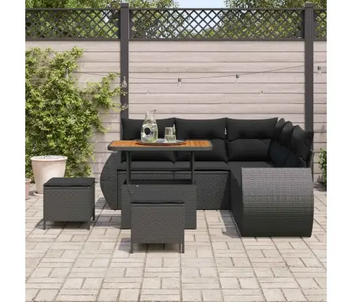 Dārza Dīvānu Komplekts Ar Spilvenu 8 Pcs Melna Poliratāns Vidaxl