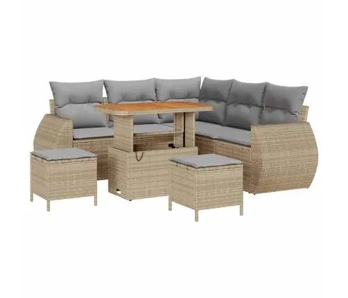 Dārza Dīvānu Komplekts Ar Spilvenu 8 Pcs Bēša Un Gaiši Pelēka Vidaxl